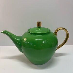 Kate Spade New York Apple Green Greenwich Grove Teapot Gold Arm and Lid Knob
